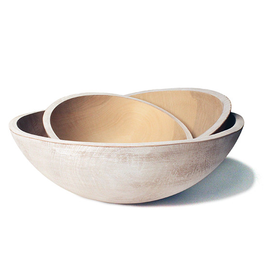 White 17 Inch Wooden Peasant Bowl