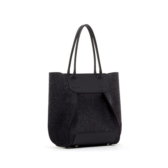 Frankie Petite Tote in Charcoal with Black Leather
