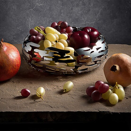 Alessi Barknest Round Basket Silver