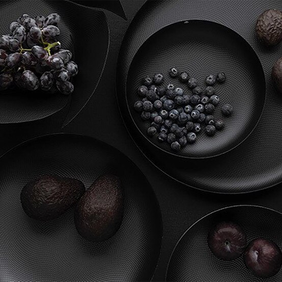 Alessi Round Textured Tray in Black
