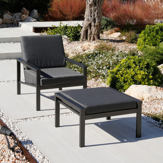 Equinox Painted Deep Seating Ottoman in Graphite