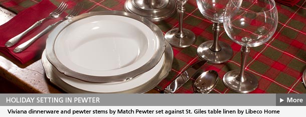 Match Pewter Viviana dinnerware in holiday setting